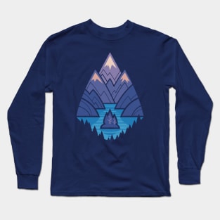 Mountain Lake : Blue Long Sleeve T-Shirt